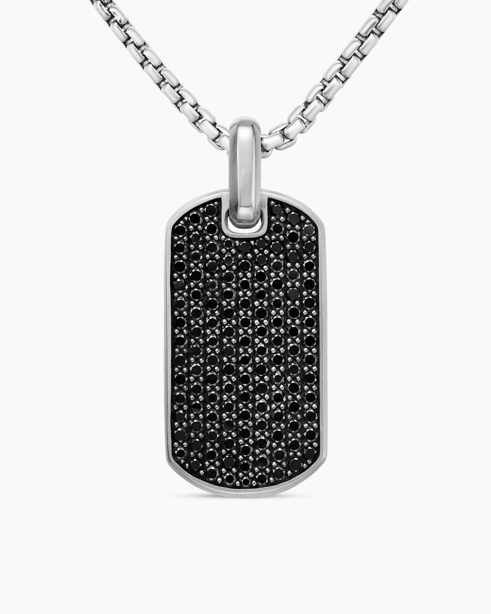 Médaille Chevron en argent sterling avec diamants noirs, 35 mm hommes