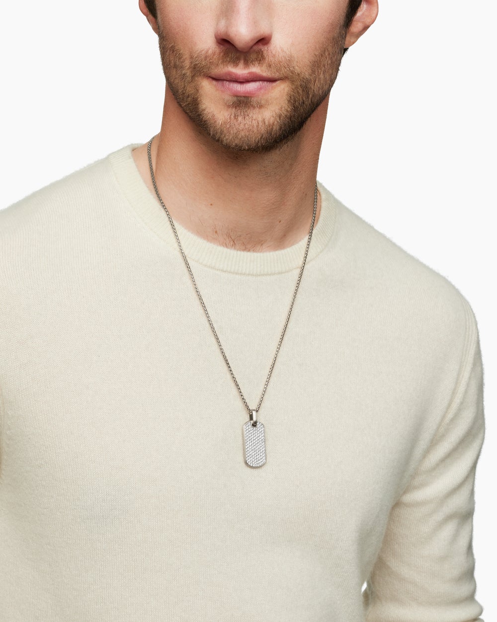 Médaille Chevron en argent sterling avec diamants, 35 mm hommes