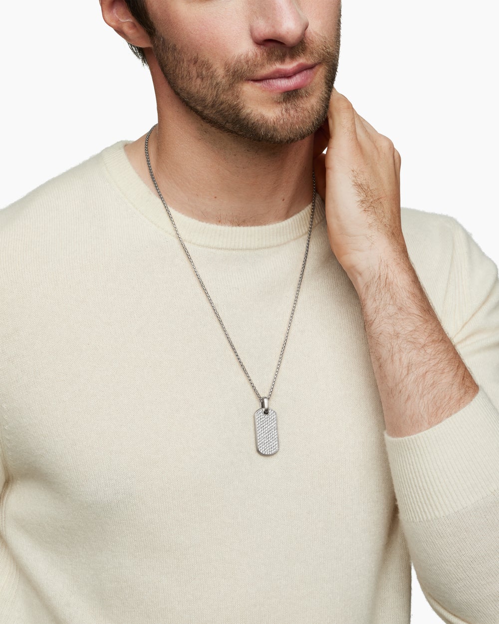 Médaille Chevron en argent sterling avec diamants, 35 mm hommes