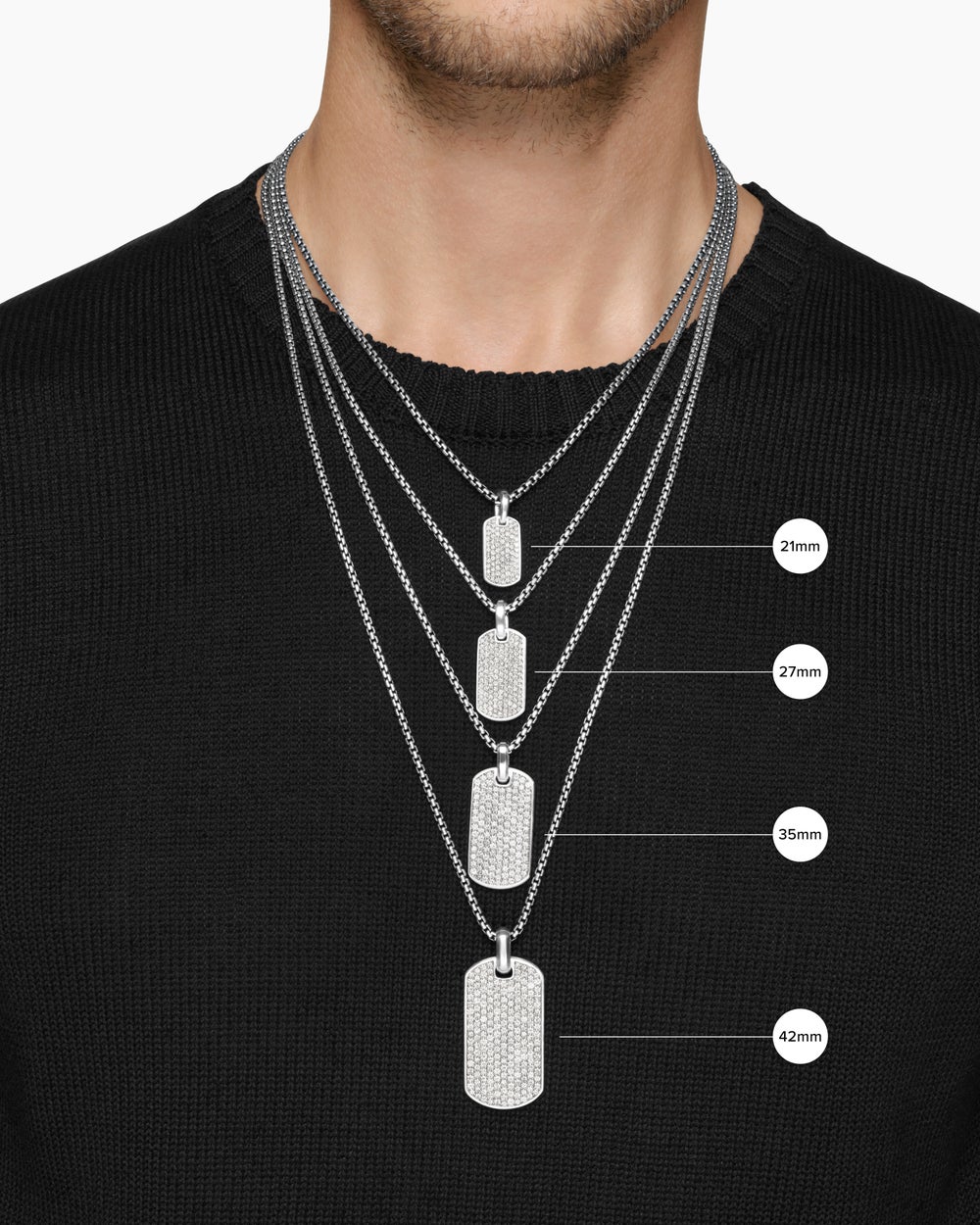 Médaille Chevron en argent sterling avec diamants, 35 mm hommes