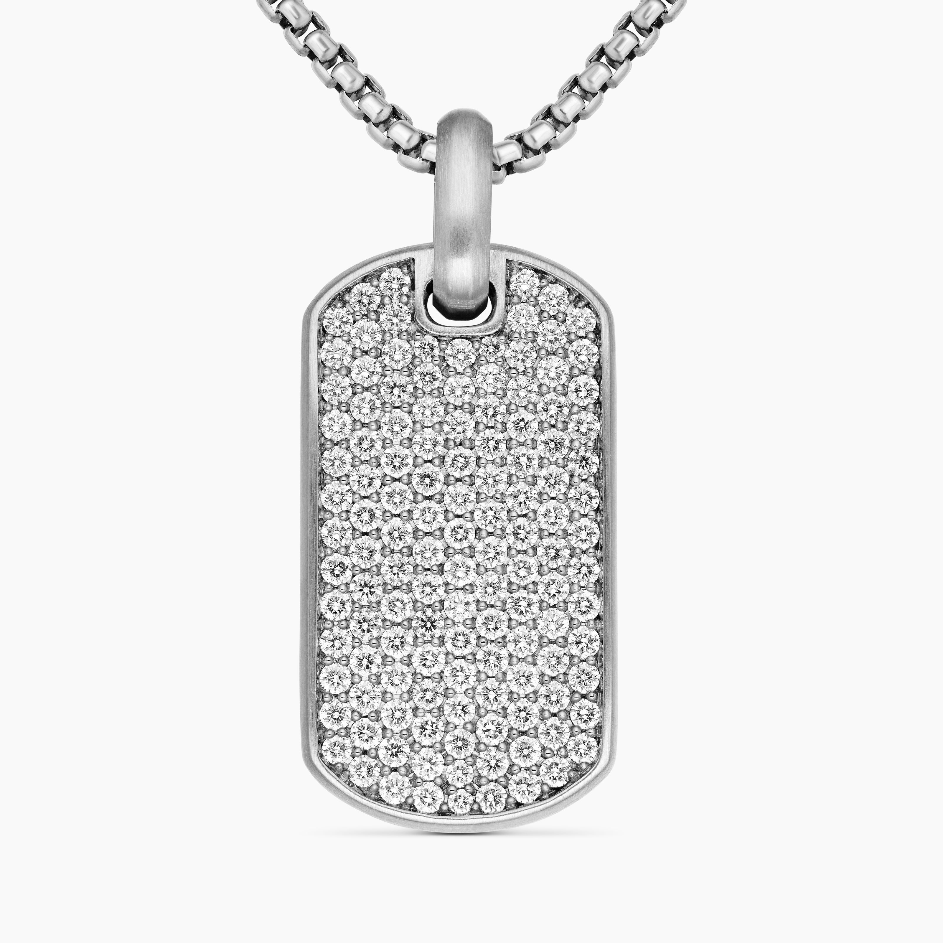 M&eacute;daille Chevron en argent sterling avec diamants, 35 mm hommes 