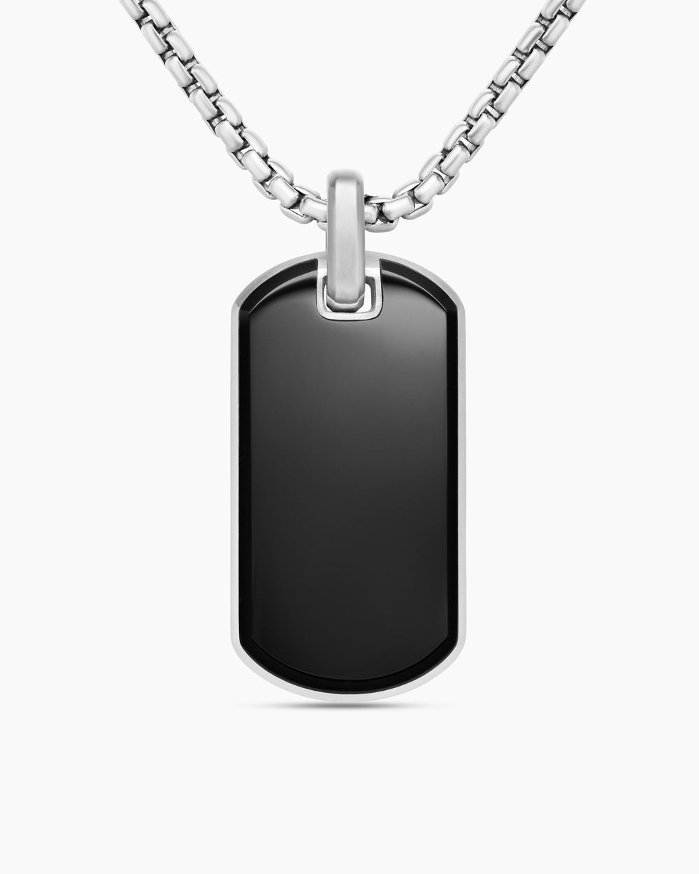 Médaille Chevron en argent sterling avec onyx noir, 35 mm hommes