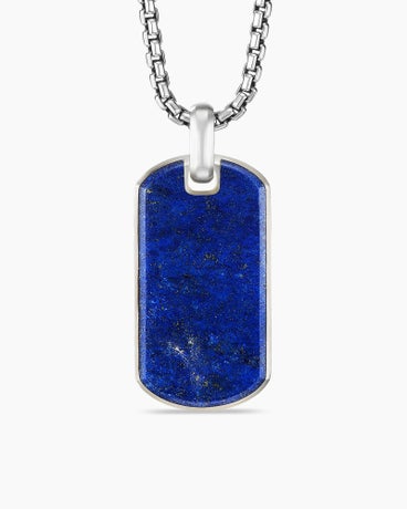 Chevron Tag in Sterling Silver with Lapis, 35mm