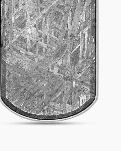 Mens Chevron Tag in Sterling Silver with Meteorite, 35mm