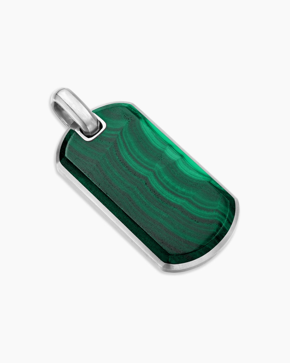 Médaille Chevron en argent massif avec malachite, 35 mm homme