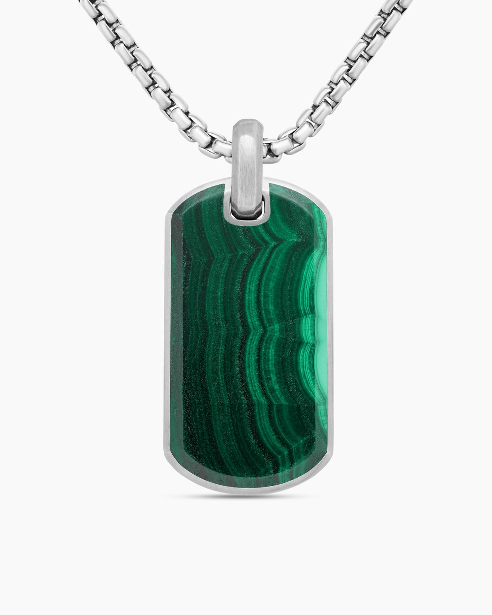 Médaille Chevron en argent massif avec malachite, 35 mm homme