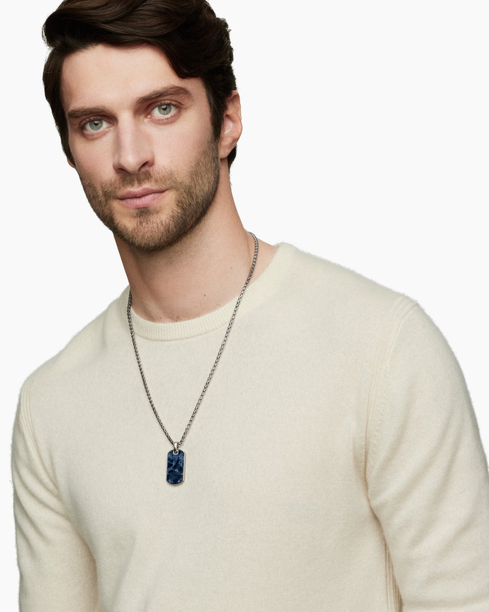 Médaille Chevron en argent massif avec piétersite, 35 mm homme