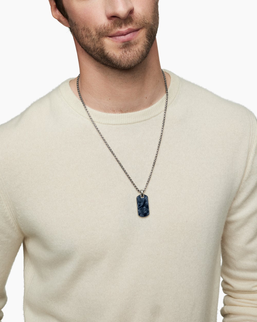 Médaille Chevron en argent massif avec piétersite, 35 mm homme