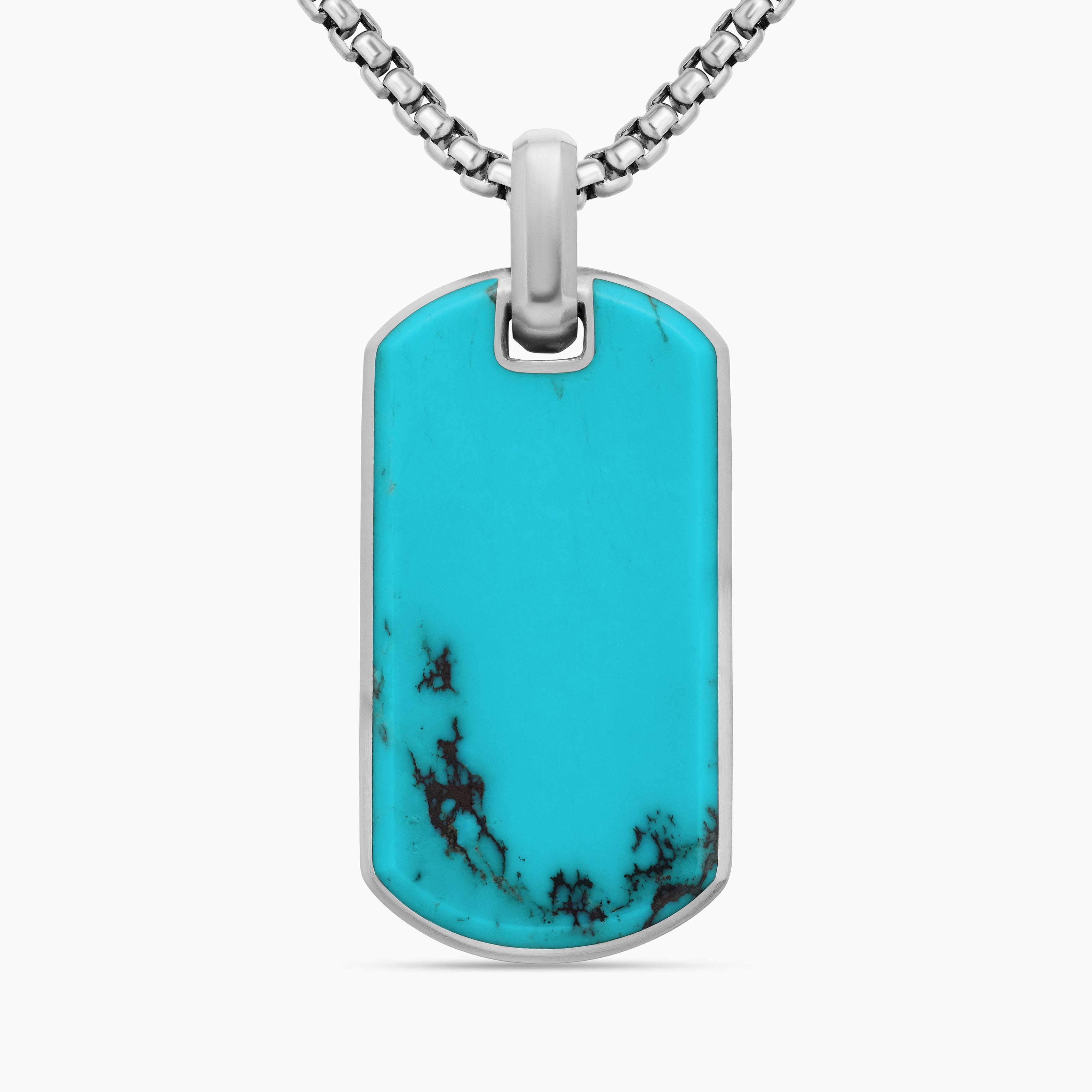 M&eacute;daille Chevron en argent sterling avec turquoise, 35 mm hommes 