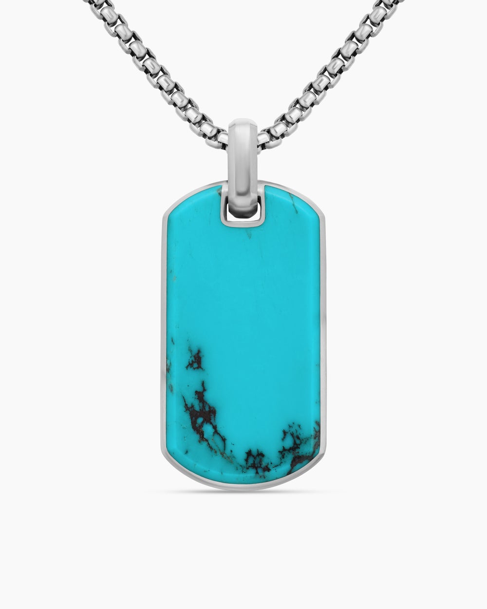 Médaille Chevron en argent sterling avec turquoise, 35 mm hommes