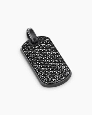 Chevron Tag in Black Titanium with Black Diamonds, 35mm