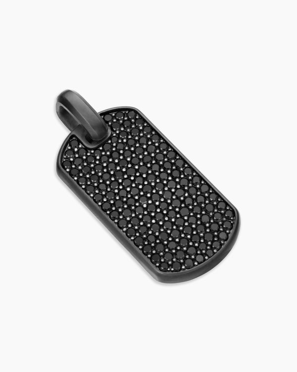 Chevron Tag in Black Titanium with Black Diamonds, 35mm