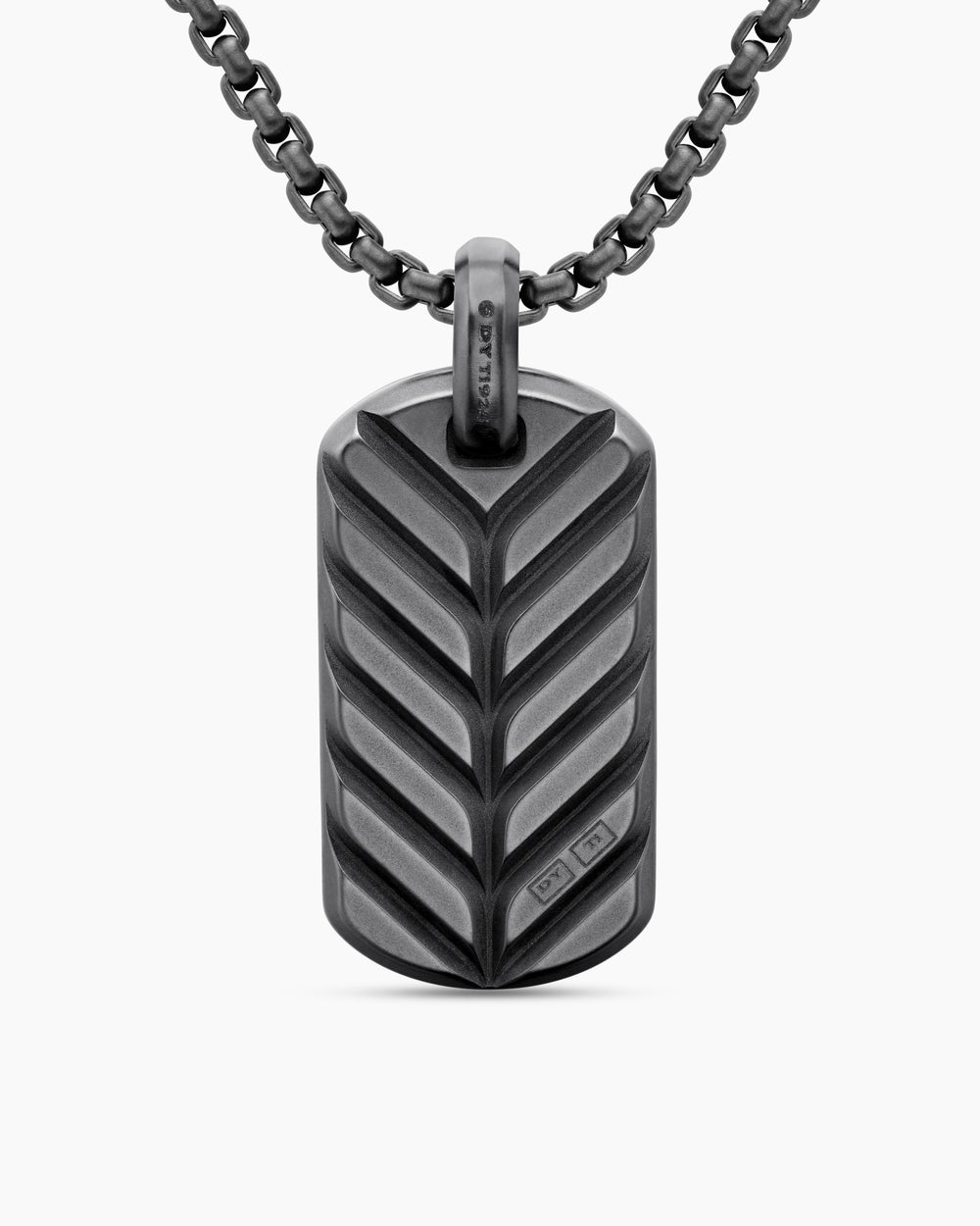 Mens Chevron Tag in Black Titanium with Black Diamonds, 35mm