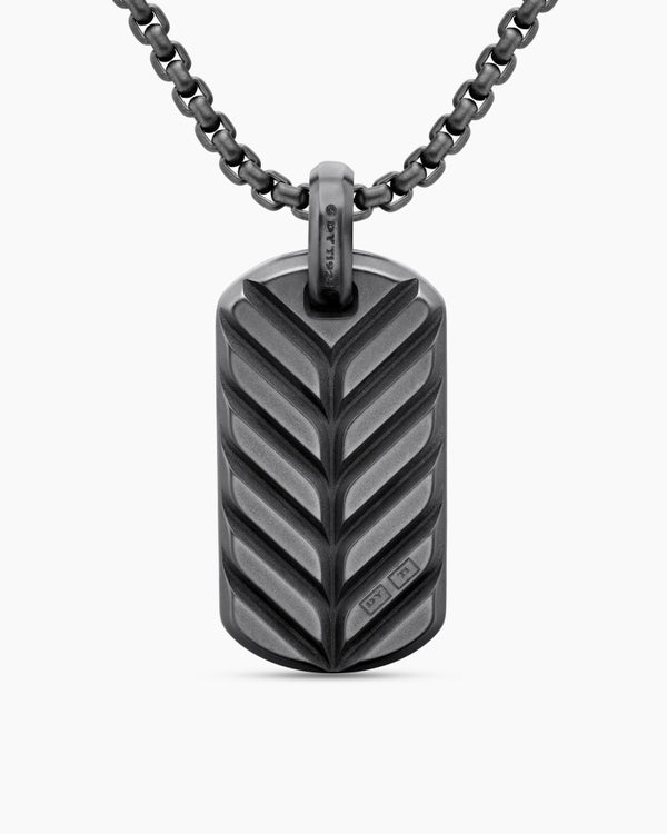 Chevron Tag in Black Titanium with Black Diamonds, 35mm