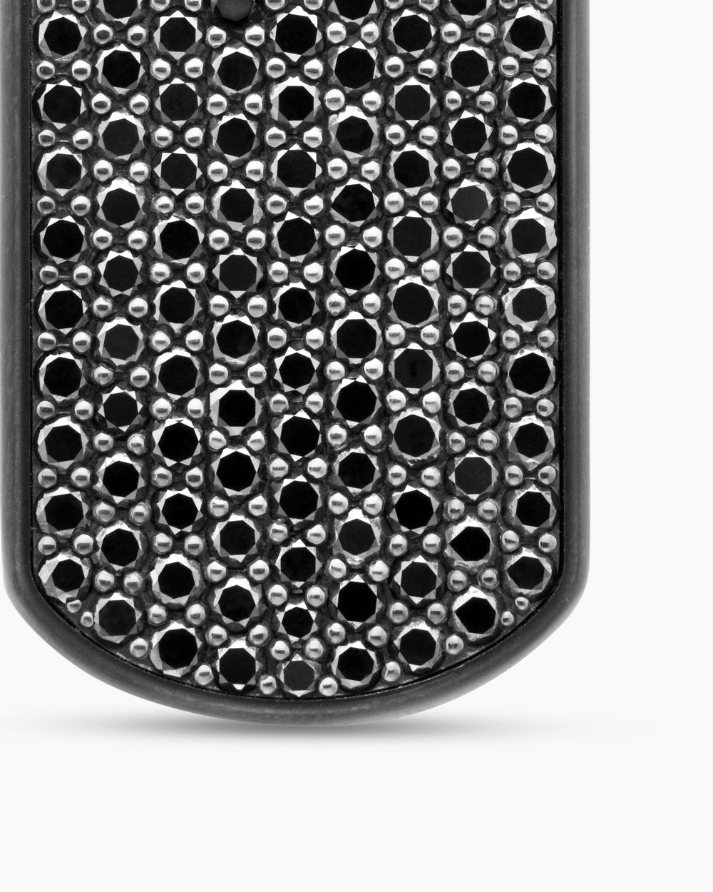 Mens Chevron Tag in Black Titanium with Black Diamonds, 35mm