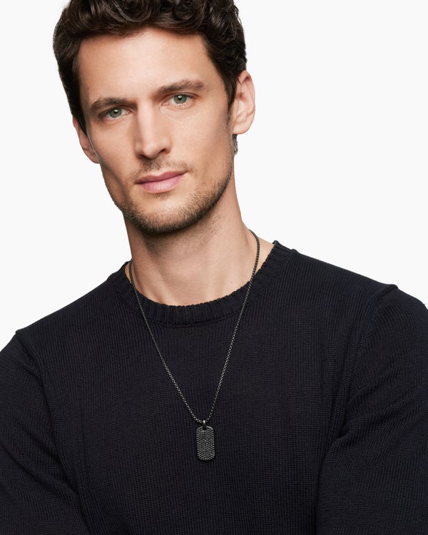 Chevron Tag in Black Titanium with Black Diamonds, 35mm