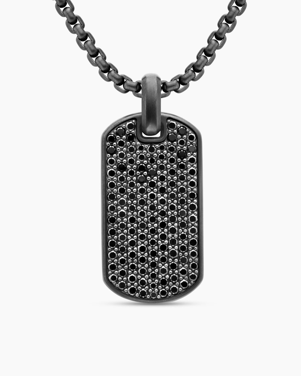 Mens Chevron Tag in Black Titanium with Black Diamonds, 35mm
