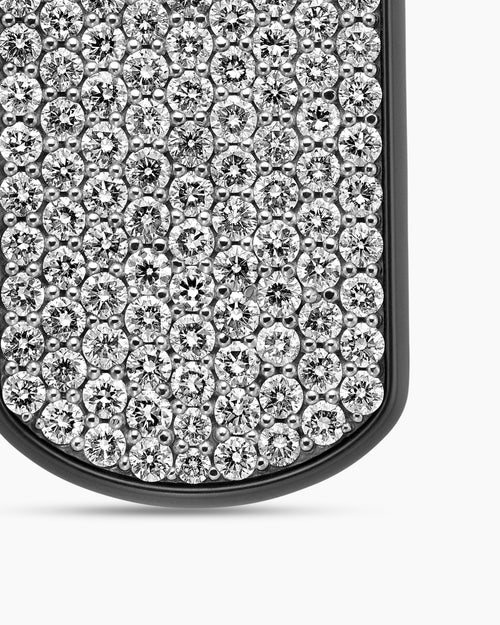 Mens Chevron Tag in Black Titanium with Diamonds, 35mm