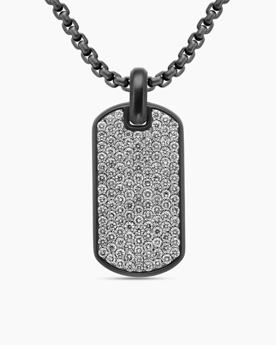 Chevron Tag in Black Titanium with Diamonds, 35mm
