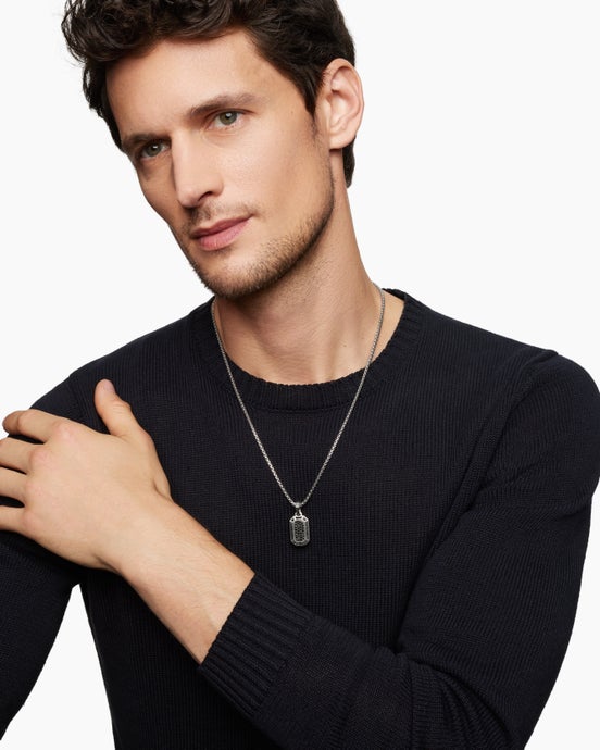 Streamline® Amulet in Sterling Silver with Black Diamonds, 22mm