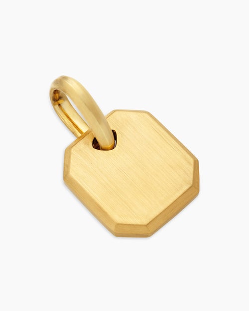 Mens Octagonal Amulet in 18K Yellow Gold, 15mm