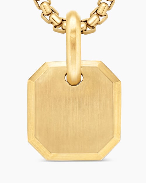 Mens Octagonal Amulet in 18K Yellow Gold, 15mm