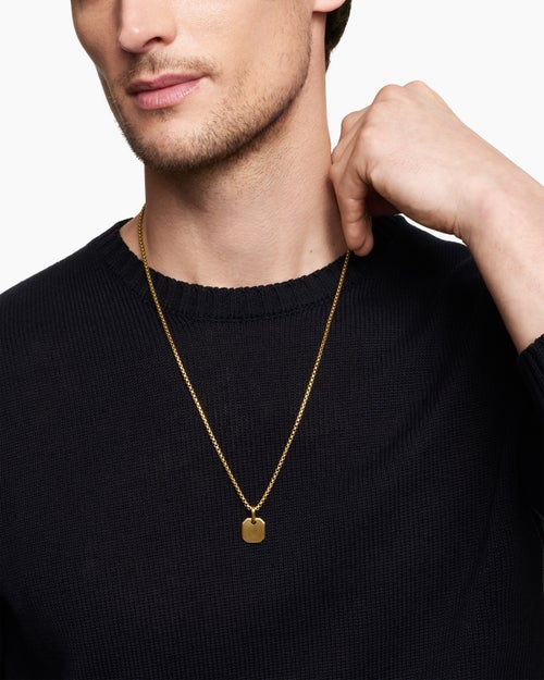 Mens Octagonal Amulet in 18K Yellow Gold, 15mm