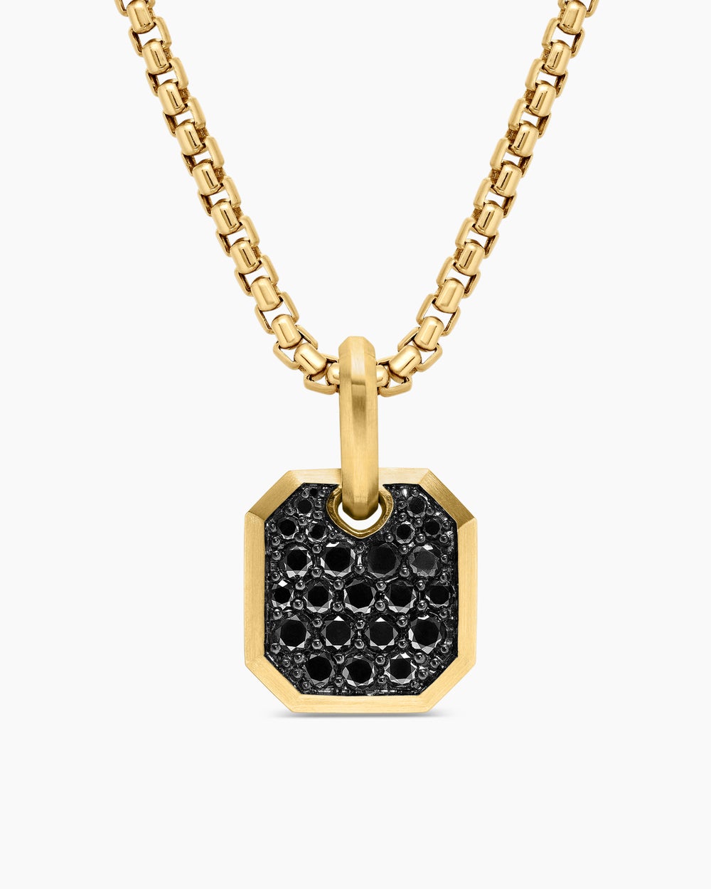 Amulette octogonale en or jaune 18 carats avec diamants noirs, 15 mm homme