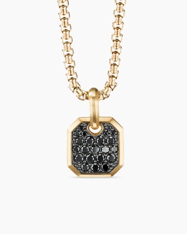 Roman Amulet in 18K Yellow Gold with Black Diamonds, 15mm