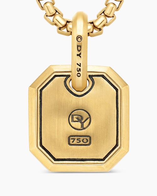 Mens Octagonal Amulet in 18K Yellow Gold with Diamonds, 15mm