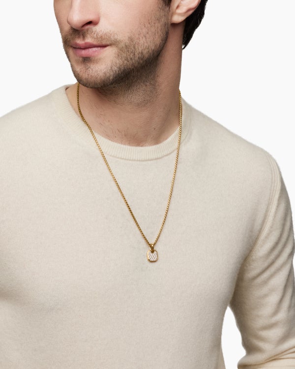 Octagonal Amulet in 18K Yellow Gold with Diamonds, 15mm