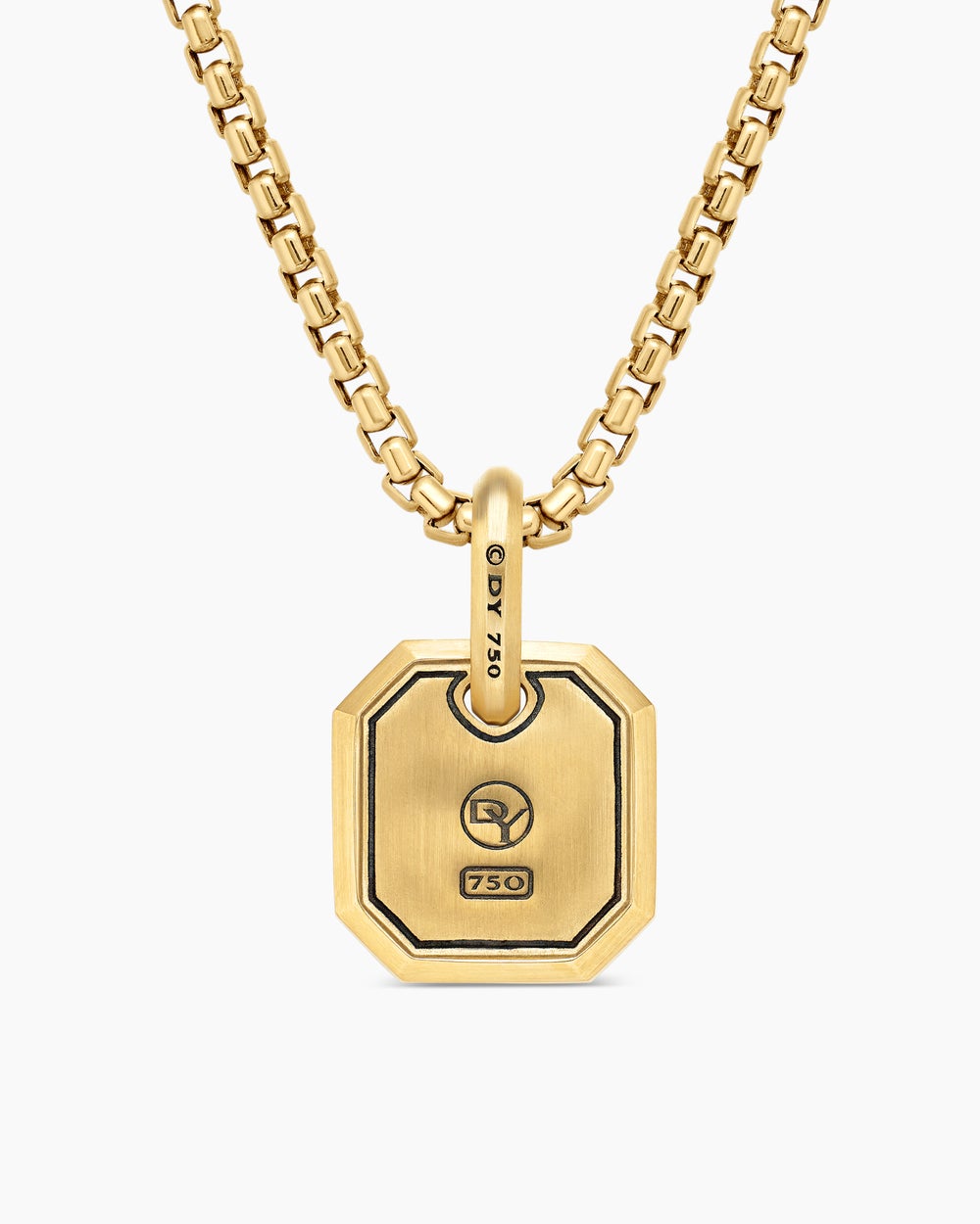 Amulette octogonale en or jaune 18 carats avec émeraudes, 15 mm hommes