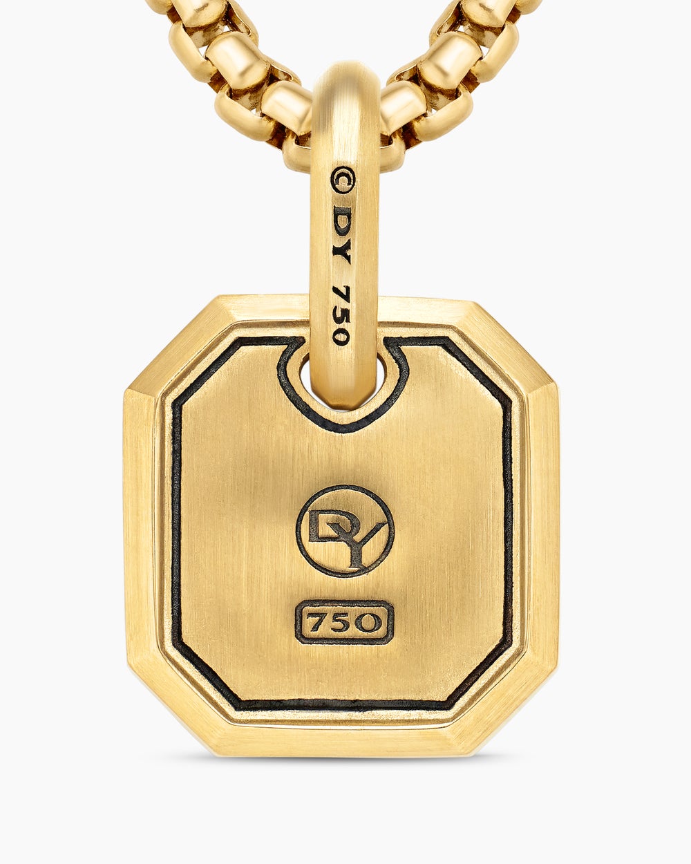 Amulette octogonale en or jaune 18 carats avec émeraudes, 15 mm hommes
