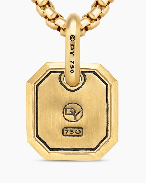 Collier porte-amulette Roman en or jaune 18 carats avec émeraudes, 15 mm