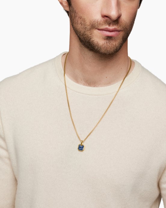 Octagonal Amulet in 18K Yellow Gold with Sapphires, 15mm