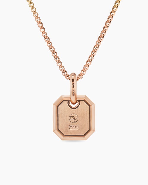 Mens Octagonal Amulet in 18K Rose Gold, 15mm