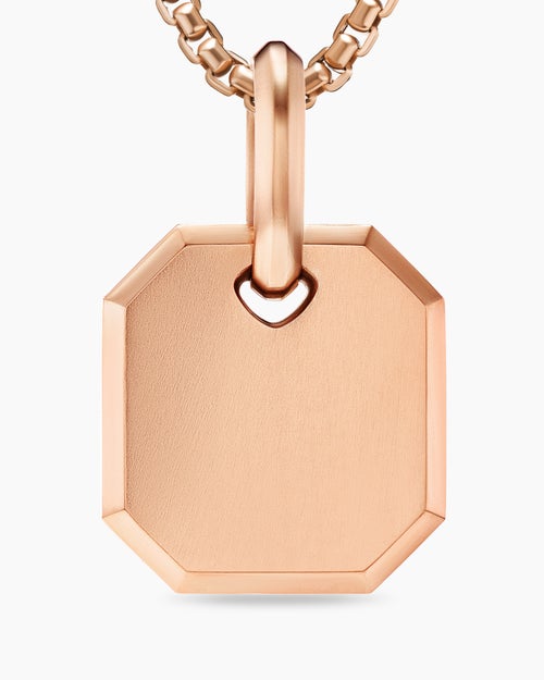 Mens Octagonal Amulet in 18ct Rose Gold, 15mm