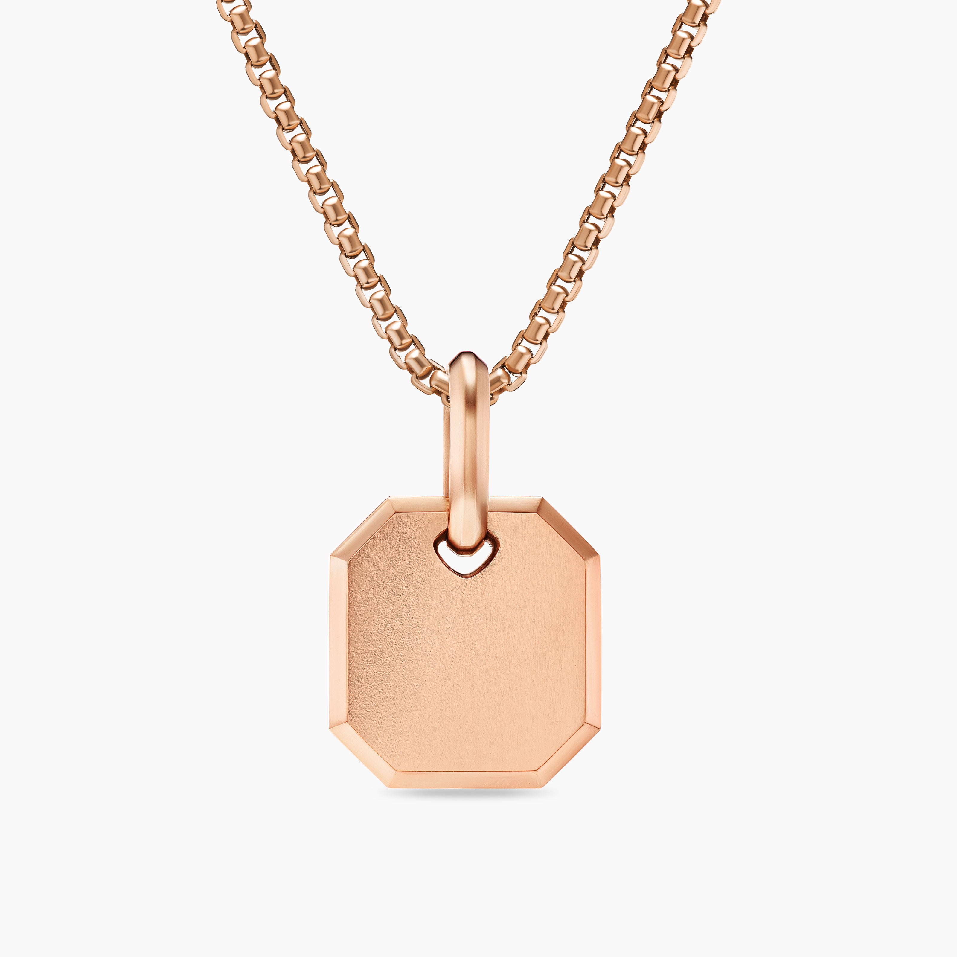 Mens Octagonal Amulet in 18K Rose Gold, 15mm