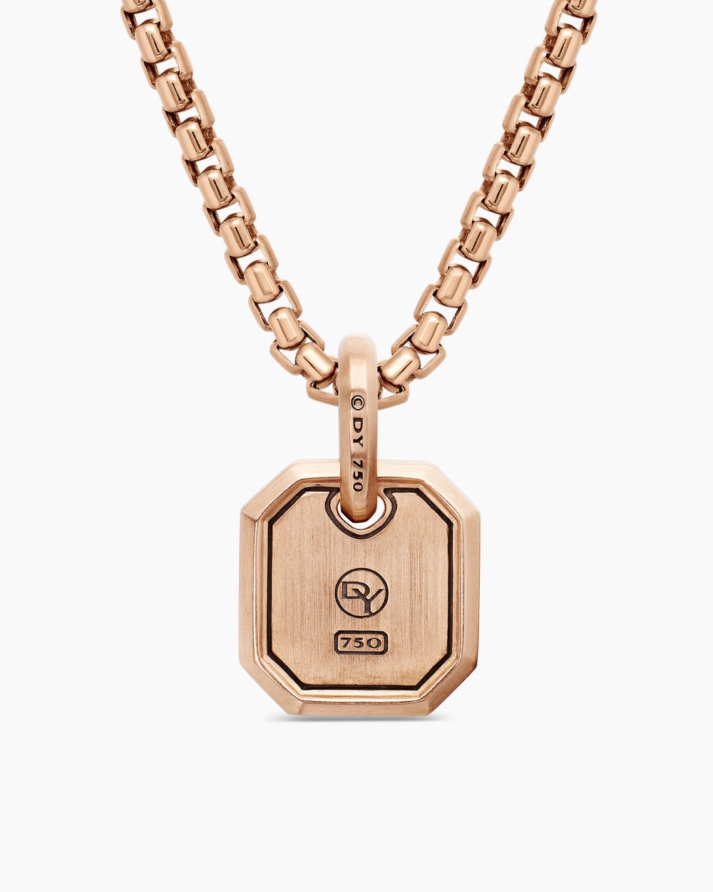 Amulette octogonale en or rose 18 carats avec diamants cognac, 15 mm hommes