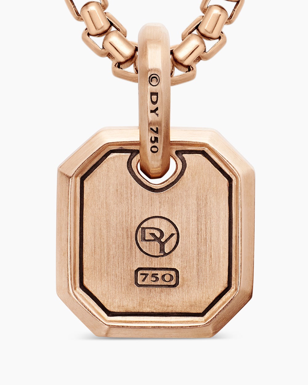 Amulette octogonale en or rose 18 carats avec diamants cognac, 15 mm hommes