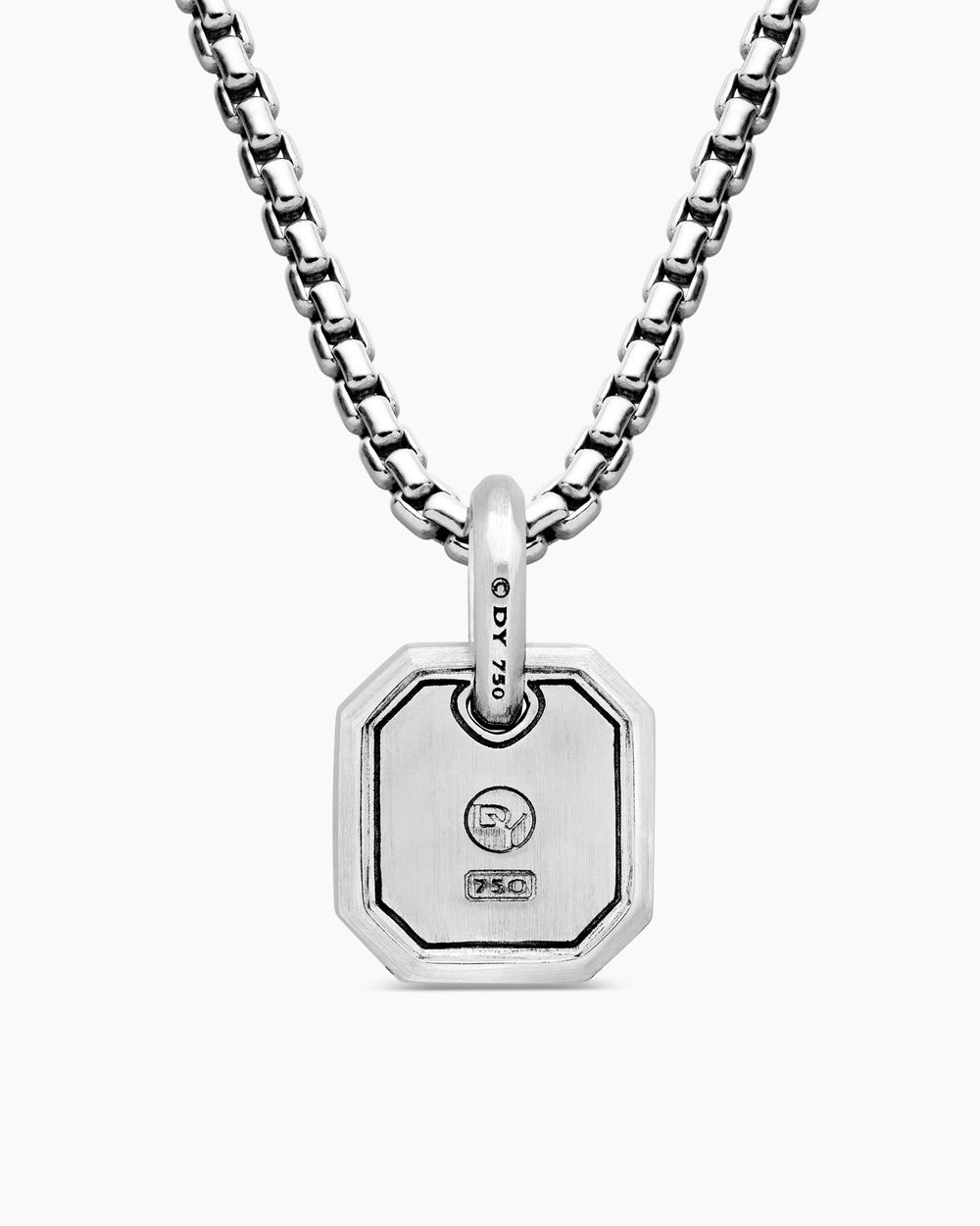 Mens Octagonal Amulet in 18K White Gold with Diamonds, 15mm