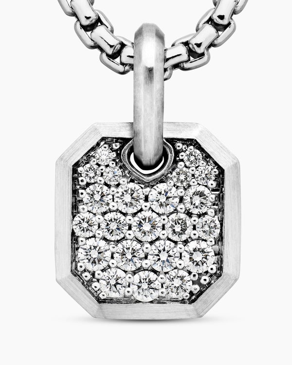 Octagonal Amulet in 18K White Gold with Diamonds, 15mm