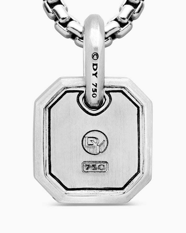 Octagonal Amulet in 18K White Gold with Diamonds, 15mm