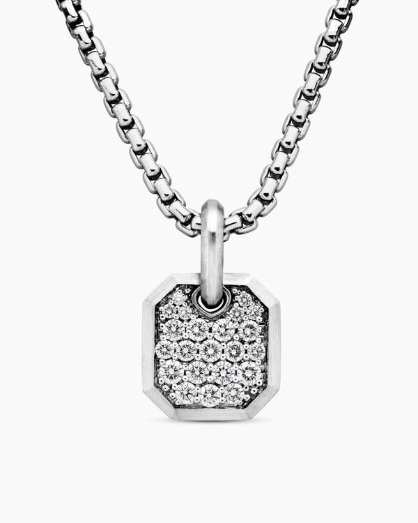 Octagonal Amulet in 18K White Gold with Diamonds, 15mm