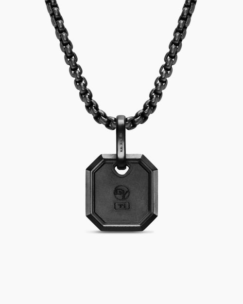 Mens Octagonal Amulet in Black Titanium, 15mm