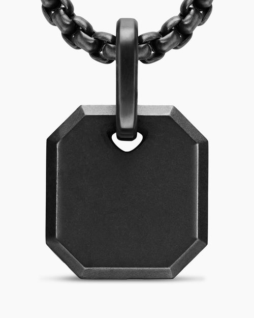 Mens Octagonal Amulet in Black Titanium, 15mm