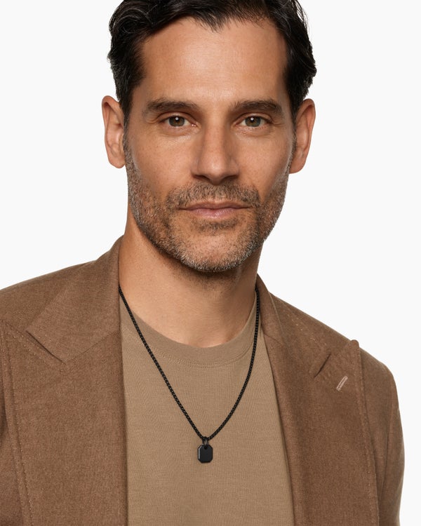 Amulette octogonale en titane noir, 15 mm