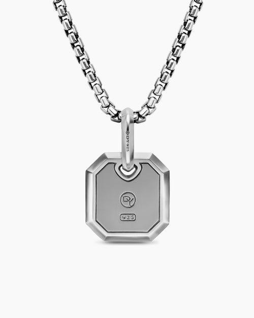 Mens Octagonal Amulet in Sterling Silver, 15mm