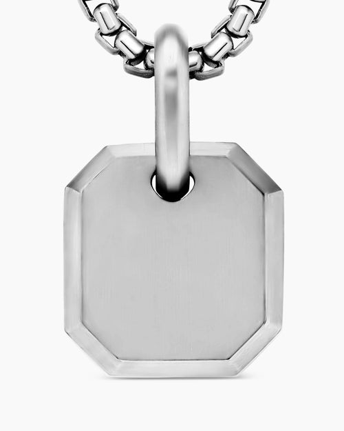 Mens Octagonal Amulet in Sterling Silver, 15mm