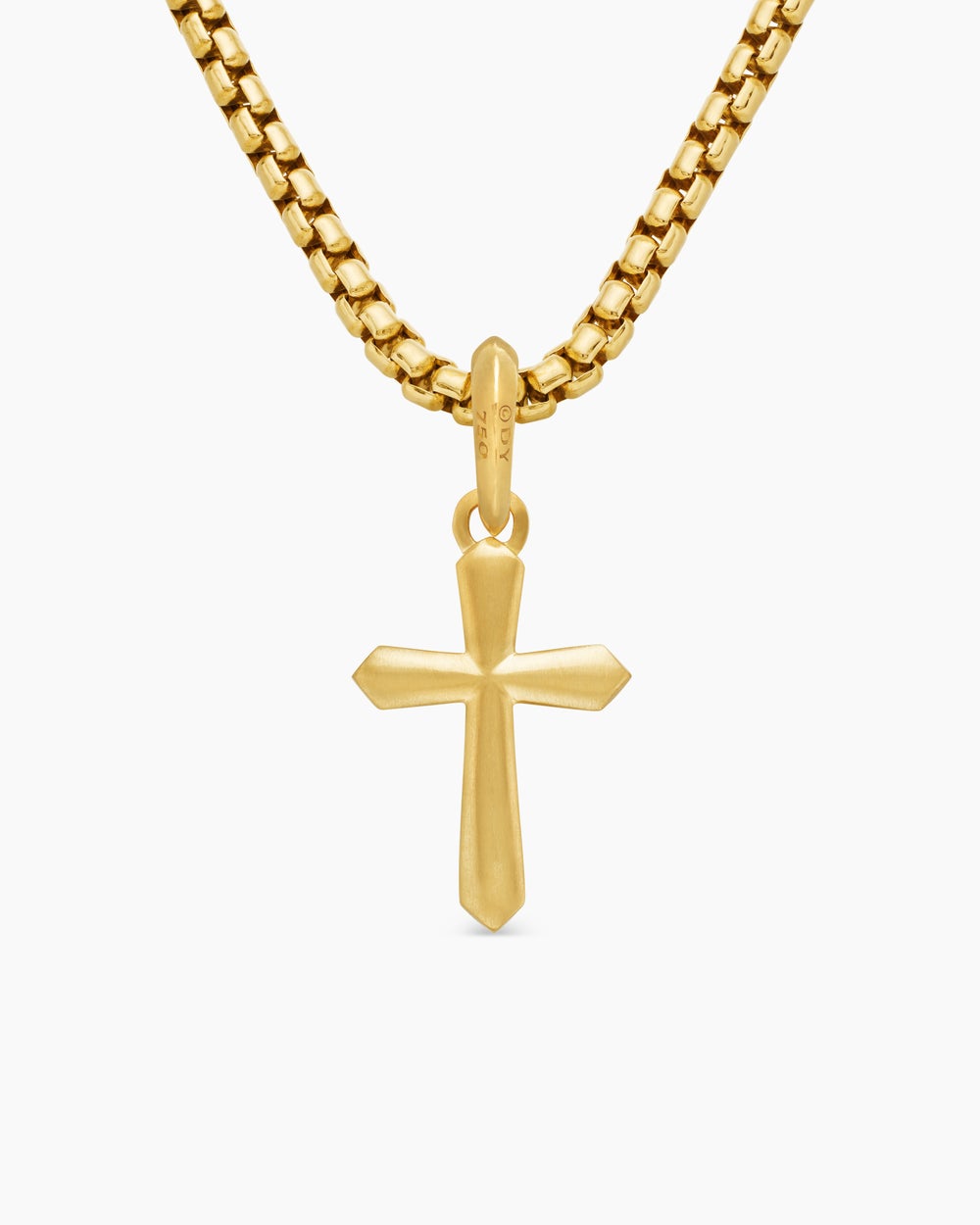Mens Cross Amulet in 18K Yellow Gold, 19mm